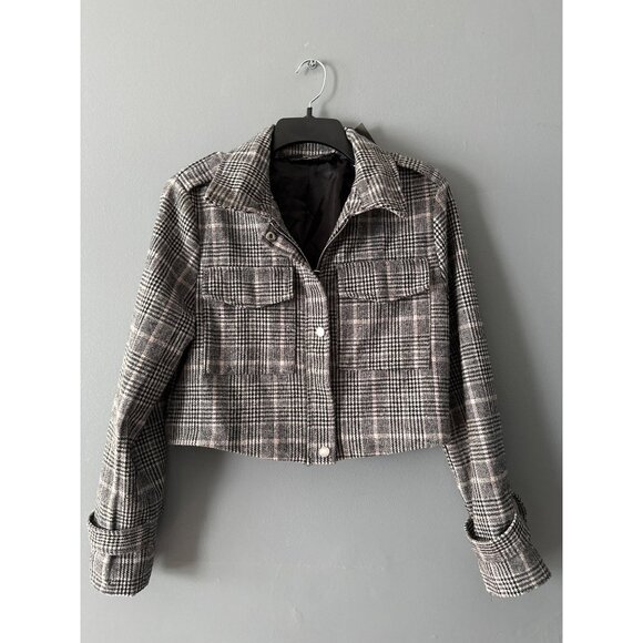 Stooch Women’s Medium Plaid Cropped Jacket Y2K Retro Preppy Style NWT - Picture 2 of 10